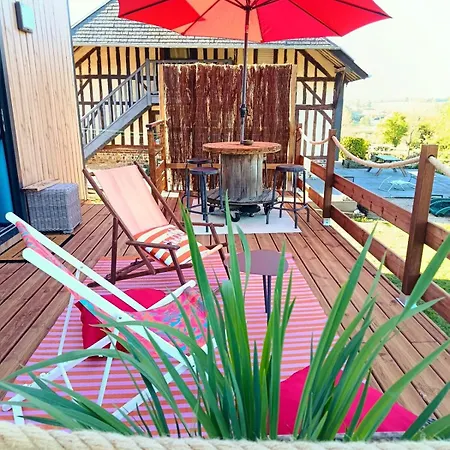 Semesterbostad Le Sunset -tiny House Equipee Superbe Vue &jacuzzi -proche Honfleur &deauville- Calme Confort Wifi